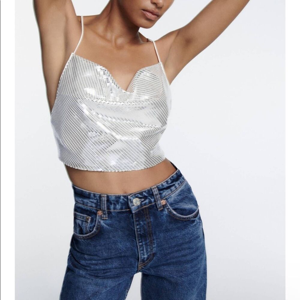 ZARA SHIMMERY CROP TOP